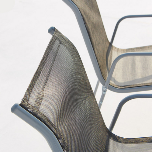 Lusiana - Salon De Jardin 8 Places En Acier Et Toile Pvc Gris