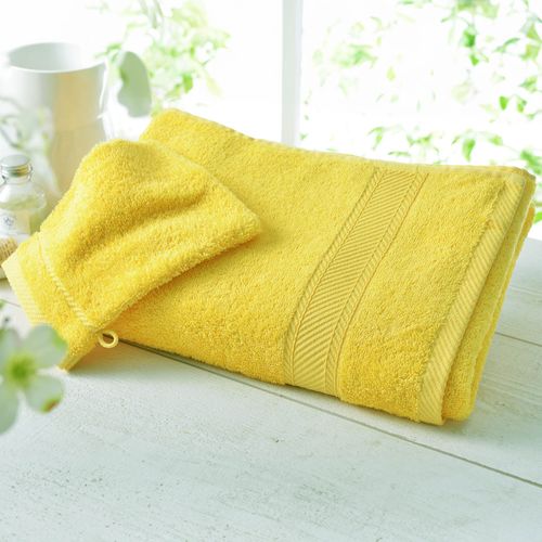 Lot De 2 Gant De Toilette 15x20 Jaune En Coton