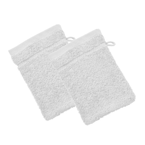 Lot De 2 Gant De Toilette 15x20 Blanc En Coton