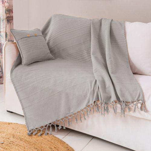 Jeté De Fauteuil 180x250 Gris En Coton