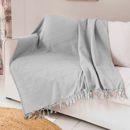 Plaid 150x150 Gris En Coton