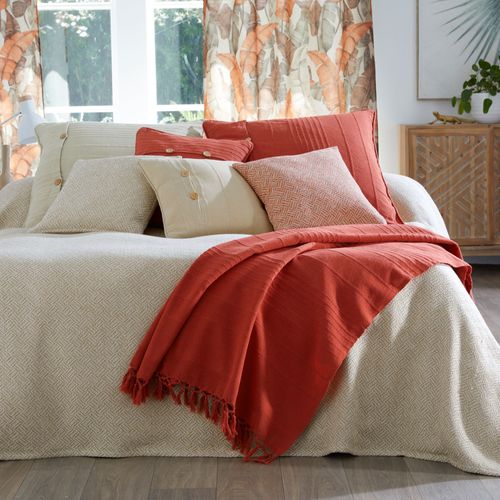Jeté De Canapé 270x250 Rouge Tomette En Coton