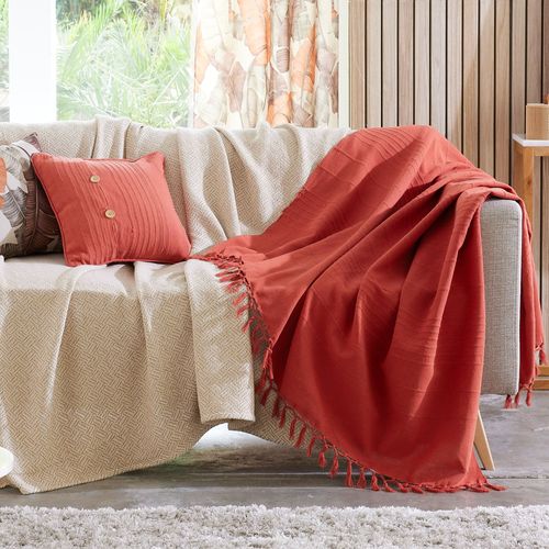 Jeté De Fauteuil 180x250 Rouge Tomette En Coton