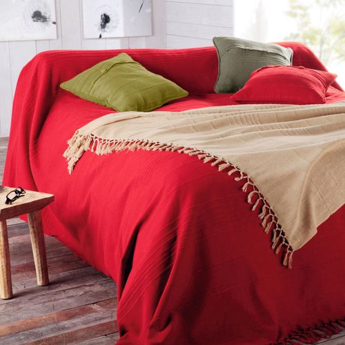 Jeté De Fauteuil 180x250 Rouge En Coton