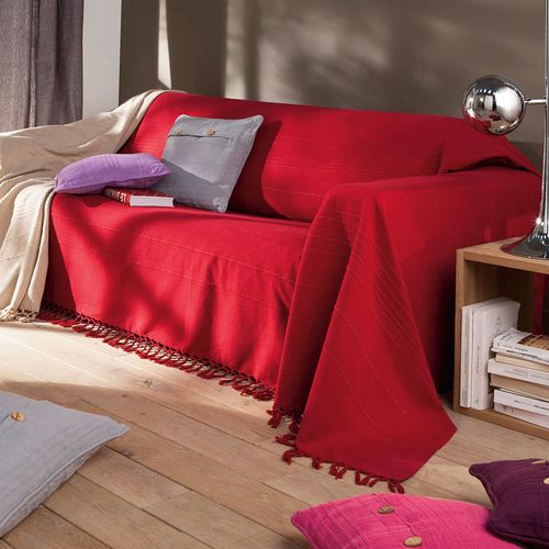 Plaid 150x150 Rouge En Coton