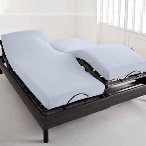 Drap-housse Tête Et Pied Reglable 180x200x28 Gris Perle En Coton