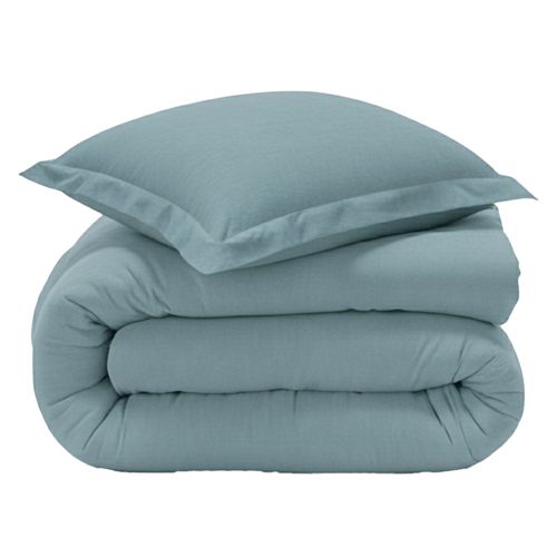 Housse De Couette 200x200 Bleu Glacier En Coton