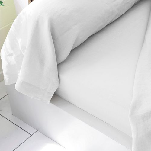 Drap-housse 160x200x28 Blanc En Lin