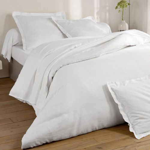 Taie Volant 50x70 Blanc En Lin