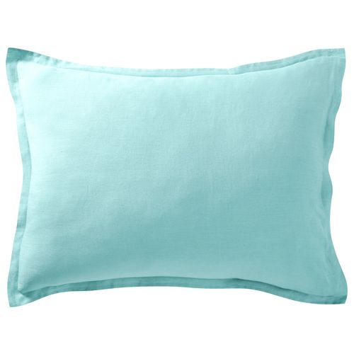Taie Volant 63x63 Bleu Aqua En Lin