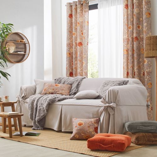 Housse Canapé 3 Places Beige En Coton