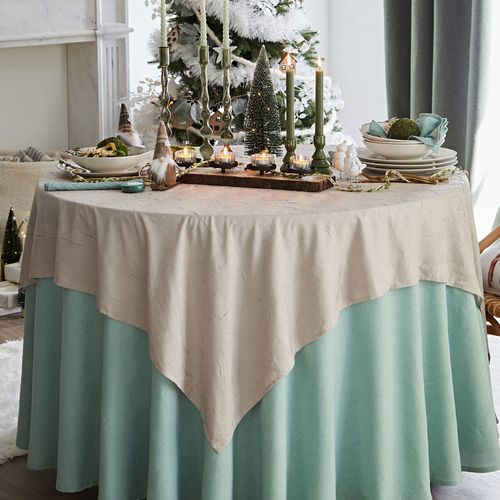 Nappe Ronde 180 Cm Beige Chanvre En Polyester