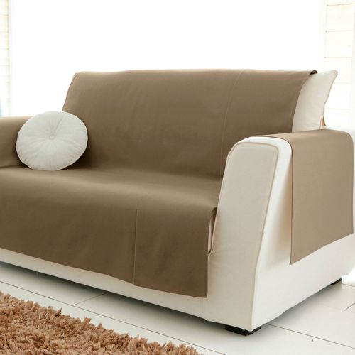 Protège Canapé 110x200 Marron Taupe En Coton