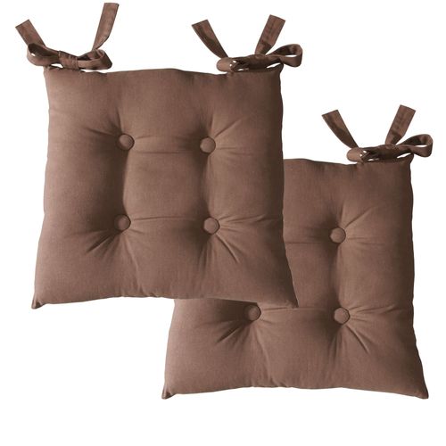 Lot de 2 Galettes 40x40 Marron Taupe En Coton