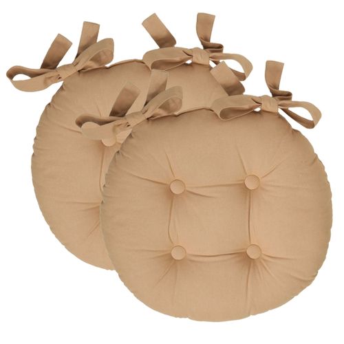 Lot De 2 Galette Rond Beige En Coton