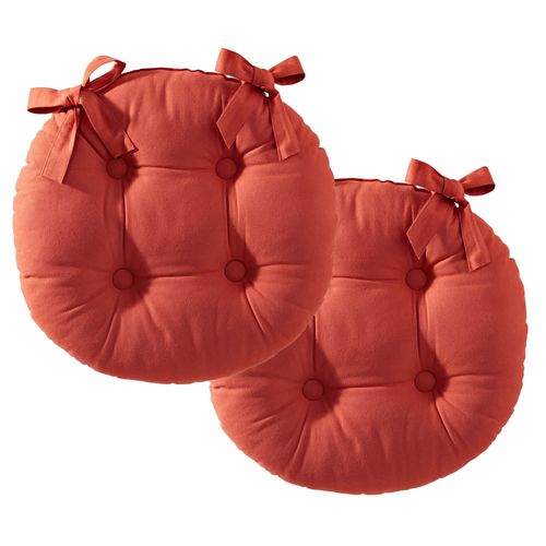 Lot De 2 Galette Rond Rouge Tomette En Coton