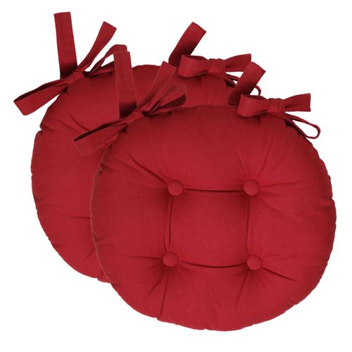 Lot De 2 Galette Rond Rouge Cerise En Coton