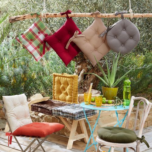 Lot De 2 Coussin Matelas 40x40 Marron Taupe En Coton