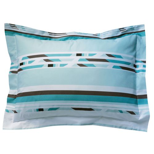 Taie Volant 63x63 Bleu En Coton