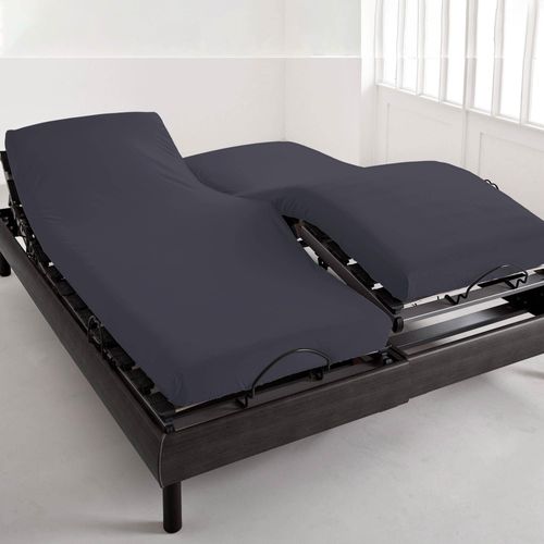 Drap-housse Tête Et Pied Reglable 140x190x28 Gris Souris En Coton