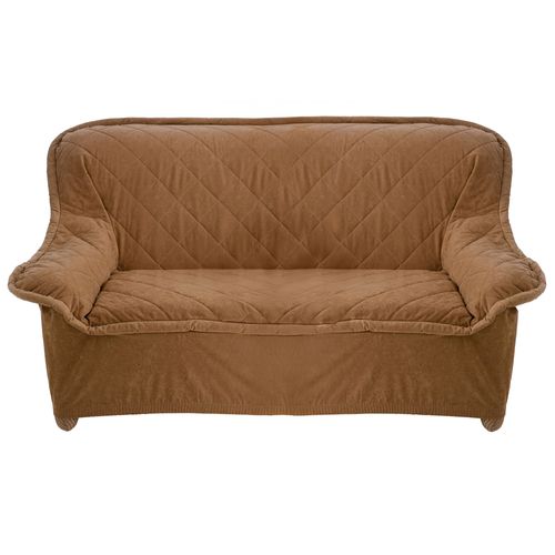 Housse Canapé 2 Places Marron Noisette En Polyester