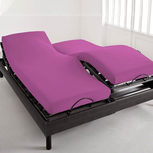 Drap-housse Tête Et Pied Reglable 140x190x28 Violet Aubergine En Coton