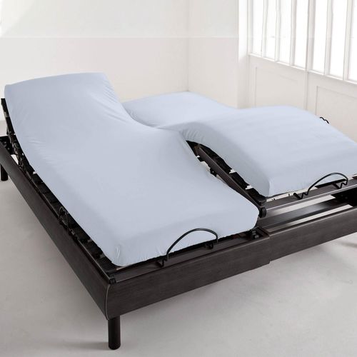 Drap-housse Tête Et Pied Reglable 160x200x28 Gris Perle En Coton