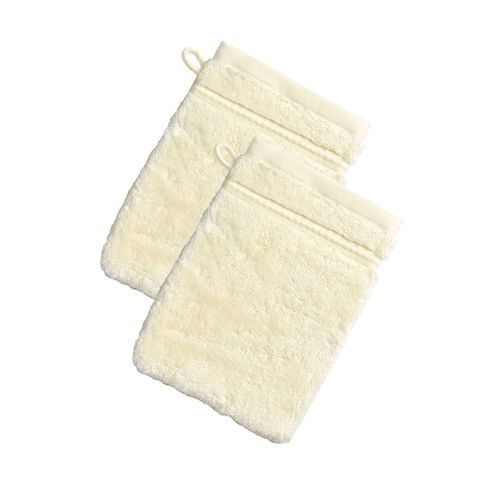 Lot De 2 Gant De Toilette 15x21 Blanc Ivoire En Coton