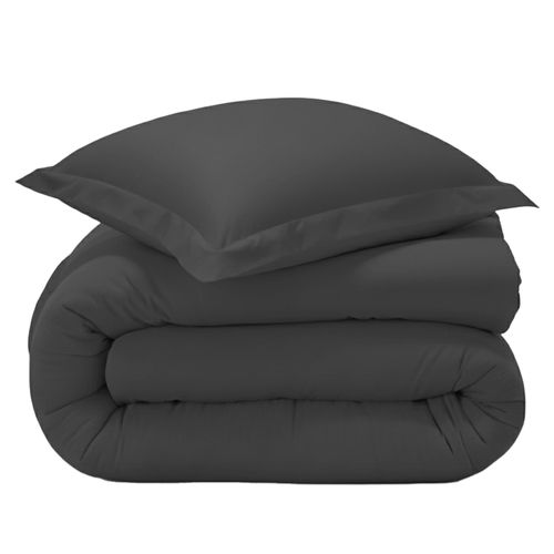 Housse De Couette 140x200 Gris Souris En Coton