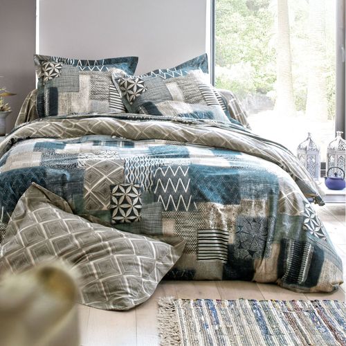 Taie Volant 63x63 Bleu En Coton