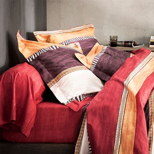 Drap-housse 140x190x28 Orange Terracotta En Coton