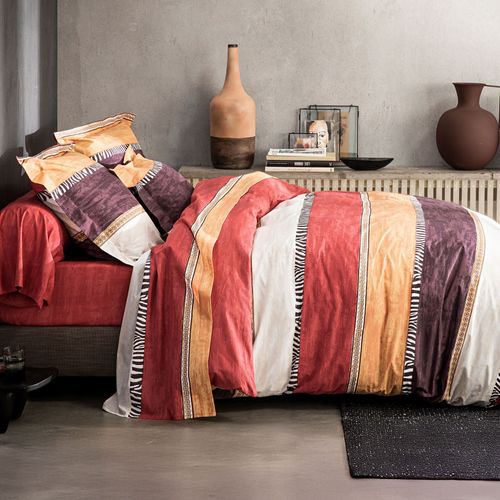 Housse De Couette 200x200 Orange Terracotta En Coton