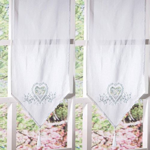 Voilage Pointe 45x120 Blanc En Coton