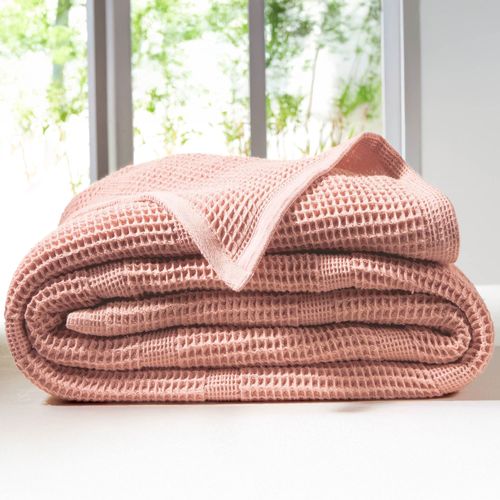 Plaid 150x150 Rose Thé En Coton