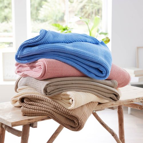 Plaid 150x150 Rose Thé En Coton