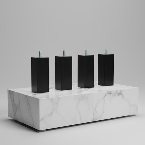 Pied De Lit Carré En Bois Noir Hauteur 20 Cm (vendu à L'unité)