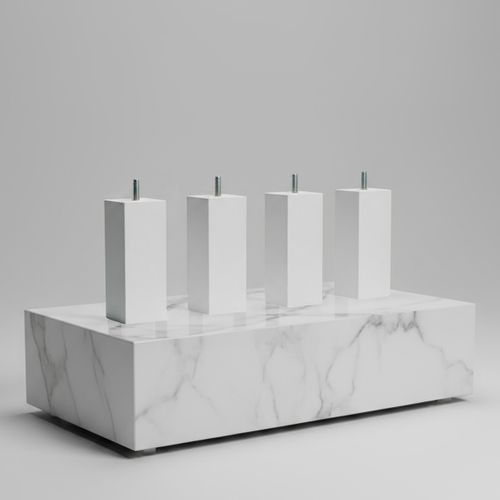 Jeu De 4 Pieds De Lit Carrés En Bois Blancs Hauteur 20 Cm