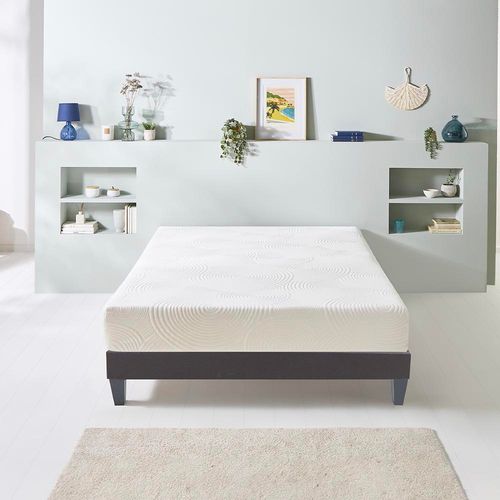Ensemble Vosges 90x190 Cm Matelas Mousse Haute Densité + Sommier Bois