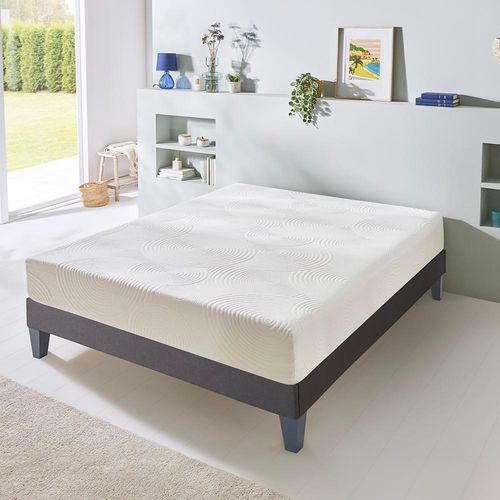 Ensemble Vosges 90x190 Cm Matelas Mousse Haute Densité + Sommier Bois