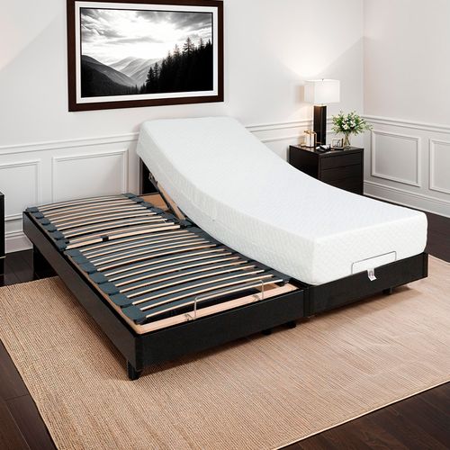 Ensemble Duo Matelas Mousse Accueil Mémoire De Forme + Sommiers Électriques Flex 2x80x200 Cm