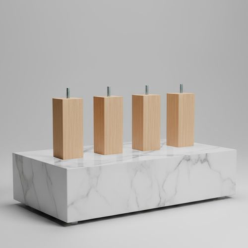 Jeu De 4 Pieds De Lit Carrés En Bois Hauteur 10 Cm