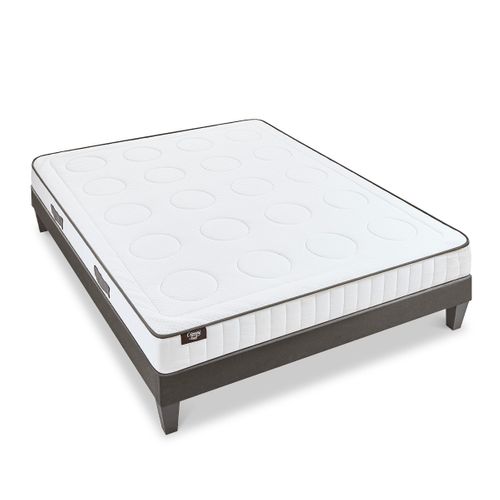 Ensemble Cristal 140x190 Cm Matelas Mousse + Sommier Bois
