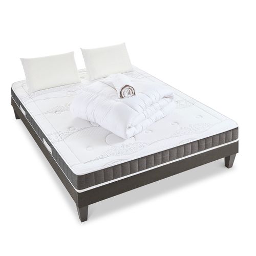 Pack Intuition 180x200 Cm Matelas Mousse + Sommier Bois + Accessoires