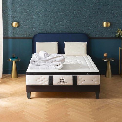 Pack Suite Divine 140x190 Cm Matelas Mousse + Sommier Bois + Accessoires
