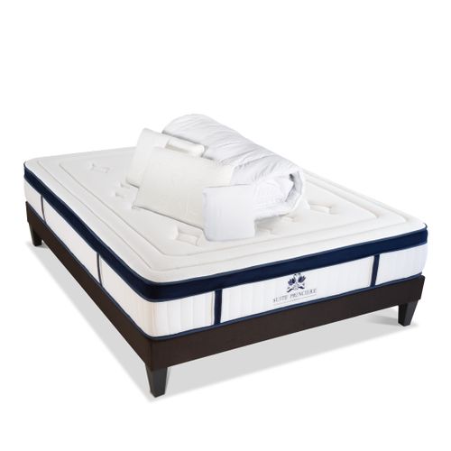 Pack Suite Princière 140x190 Cm Matelas Micro-ressorts + Sommier Bois + Accessoires
