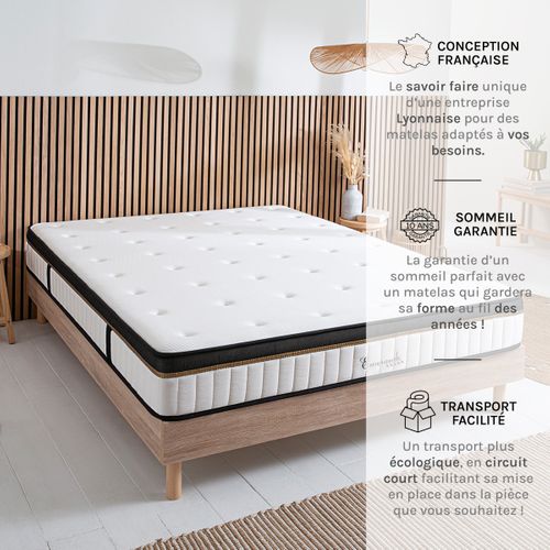 Matelas Mousse 160x200 cm EMERAUDE - Epaisseur 24 cm - Accueil Mémoire De Forme Moelleux