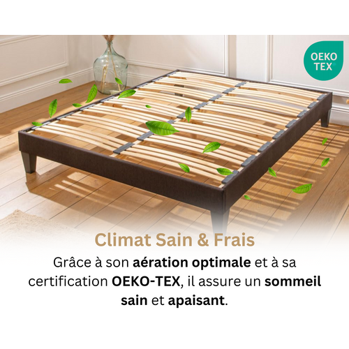 Sommier En Kit Tissu Gris - 140 X 190 Cm