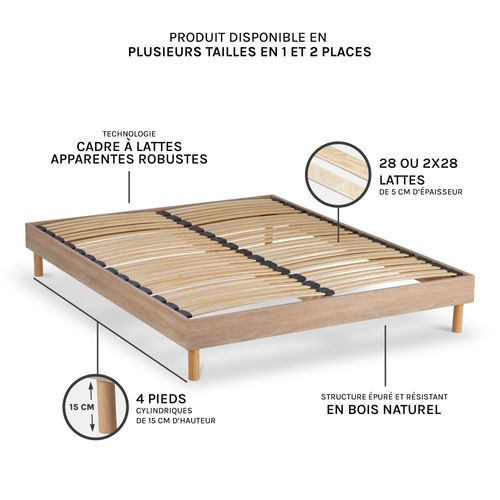Sommier à Lattes En Kit- Bois - Couleur Naturelle - 140 X 190 Cm
