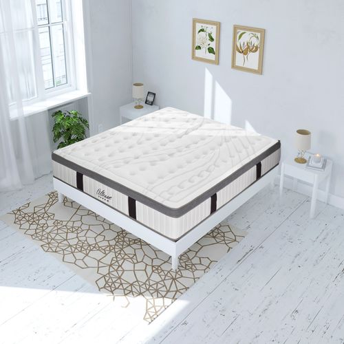 Ensemble Matelas Altesse Mousse  Accueil Mémoire - 26 Cm Et Kit Bois Blanc - 140 X 190 Cm