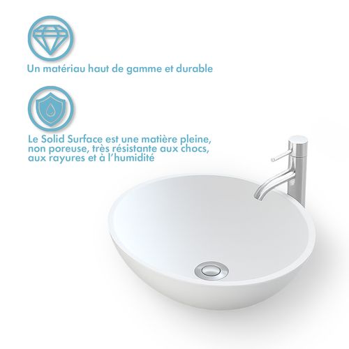 Vasque à Poser Ronde 40 Cm En Solide Surface - Boléa
